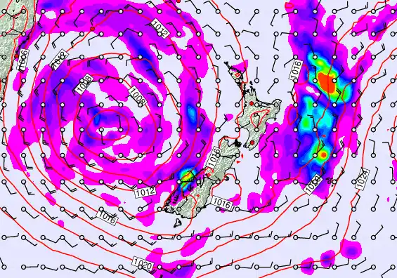 New Zealand forecast chart for Thursday, April 23rd, 2026 at 6:00 PM