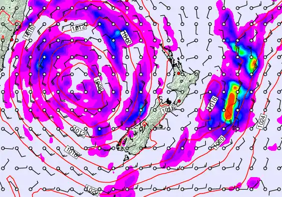 New Zealand forecast chart for Friday, April 24th, 2026 at 12:00 AM
