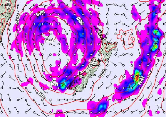 New Zealand forecast chart for Friday, April 24th, 2026 at 12:00 PM