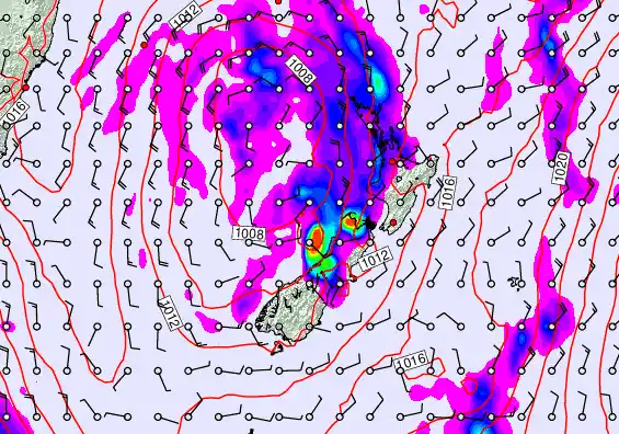 New Zealand forecast chart for Saturday, April 25th, 2026 at 6:00 AM