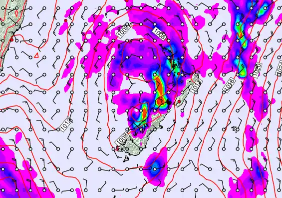 New Zealand forecast chart for Saturday, April 25th, 2026 at 6:00 PM