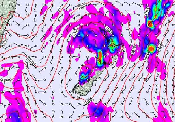 New Zealand forecast chart for Sunday, April 26th, 2026 at 12:00 AM