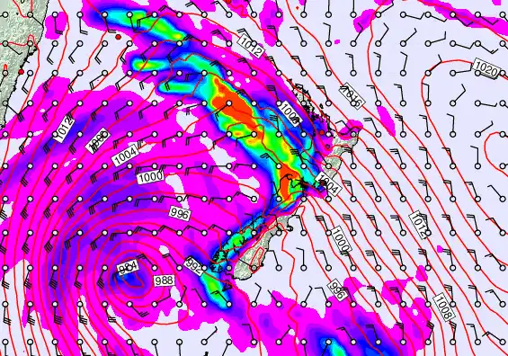 New Zealand forecast chart for Saturday, April 18th, 2026 at 12:00 AM