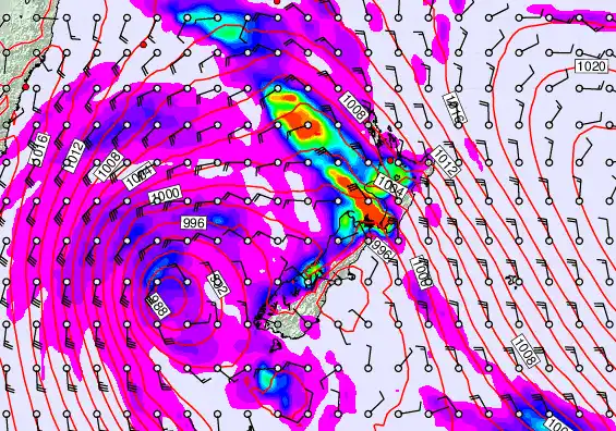 New Zealand forecast chart for Saturday, April 18th, 2026 at 6:00 AM
