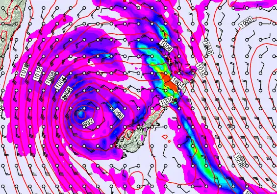 New Zealand forecast chart for Saturday, April 18th, 2026 at 12:00 PM