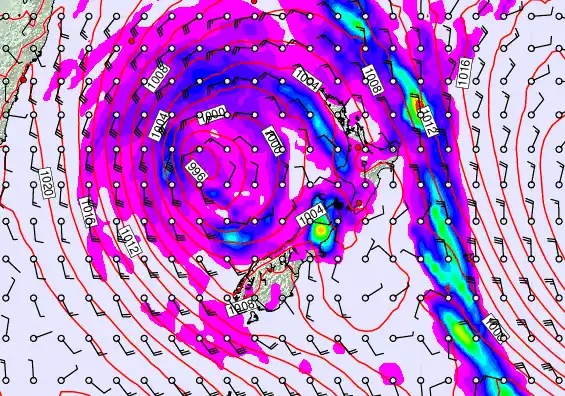 New Zealand forecast chart for Sunday, April 19th, 2026 at 6:00 AM