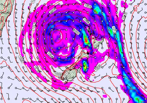New Zealand forecast chart for Sunday, April 19th, 2026 at 12:00 PM