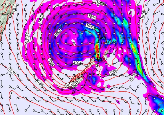 New Zealand forecast chart for Sunday, April 19th, 2026 at 6:00 PM