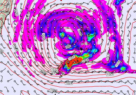 New Zealand forecast chart for Monday, April 20th, 2026 at 12:00 PM