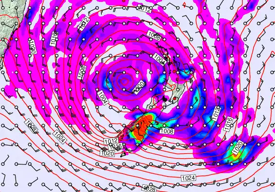 New Zealand forecast chart for Tuesday, April 21st, 2026 at 12:00 AM