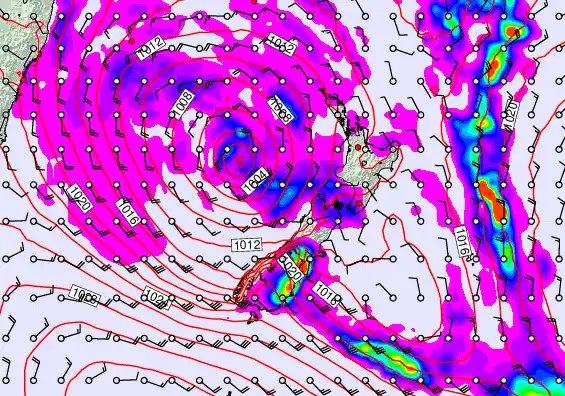 New Zealand forecast chart for Wednesday, April 22nd, 2026 at 12:00 AM