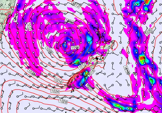New Zealand forecast chart for Wednesday, April 22nd, 2026 at 6:00 AM