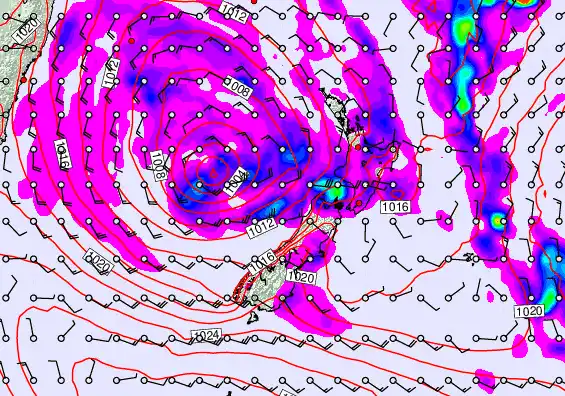 New Zealand forecast chart for Wednesday, April 22nd, 2026 at 6:00 PM