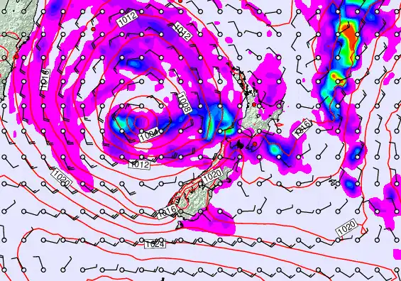 New Zealand forecast chart for Thursday, April 23rd, 2026 at 12:00 AM