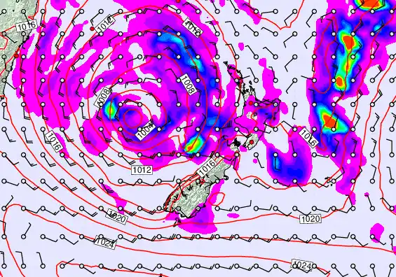 New Zealand forecast chart for Thursday, April 23rd, 2026 at 6:00 AM