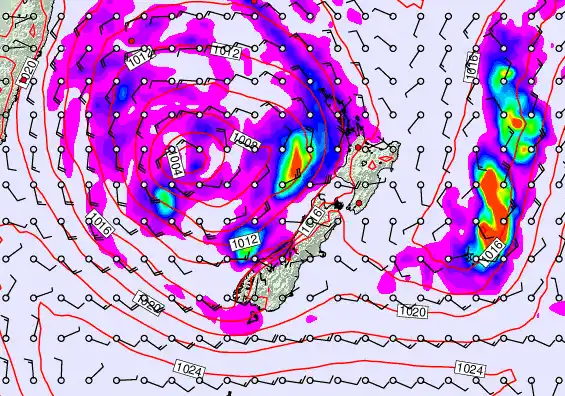 New Zealand forecast chart for Thursday, April 23rd, 2026 at 6:00 PM