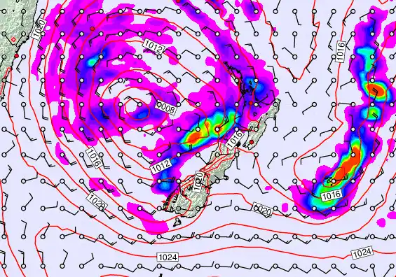 New Zealand forecast chart for Friday, April 24th, 2026 at 12:00 AM