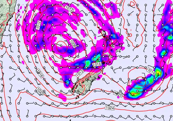 New Zealand forecast chart for Friday, April 24th, 2026 at 6:00 AM