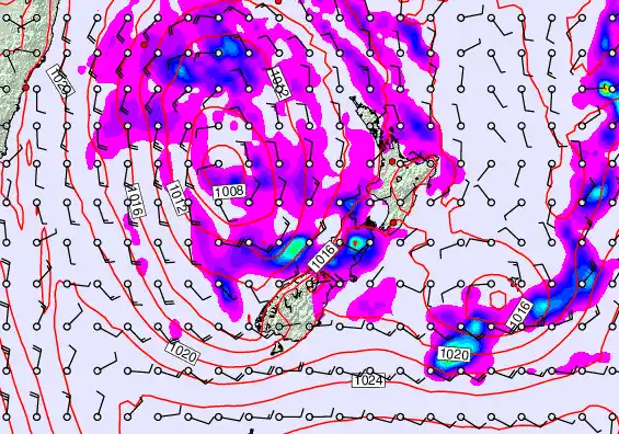 New Zealand forecast chart for Friday, April 24th, 2026 at 12:00 PM