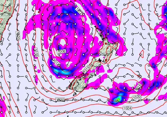 New Zealand forecast chart for Friday, April 24th, 2026 at 6:00 PM