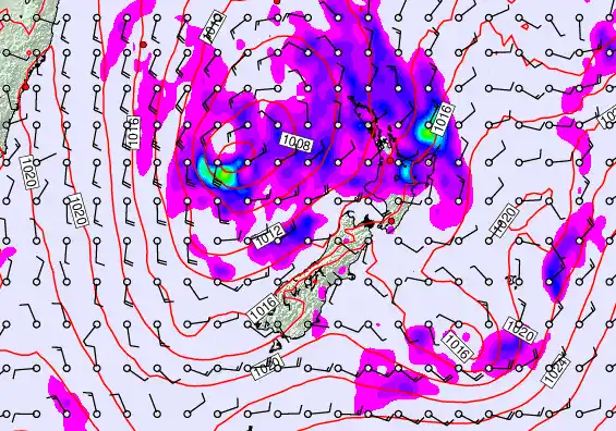 New Zealand forecast chart for Saturday, April 25th, 2026 at 6:00 AM