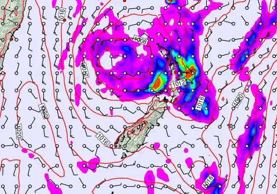 New Zealand forecast chart for Saturday, April 25th, 2026 at 6:00 PM