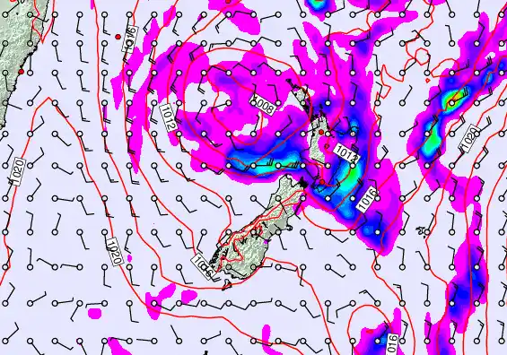 New Zealand forecast chart for Sunday, April 26th, 2026 at 12:00 AM