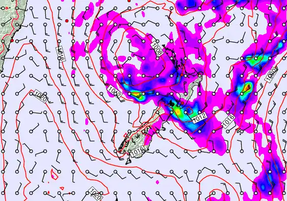 New Zealand forecast chart for Sunday, April 26th, 2026 at 6:00 AM