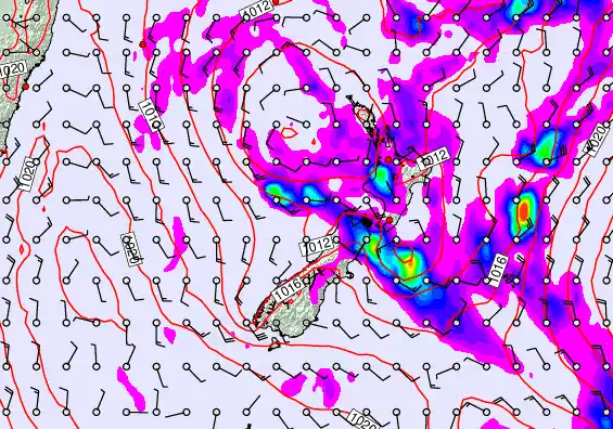 New Zealand forecast chart for Sunday, April 26th, 2026 at 12:00 PM