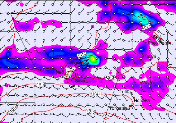 Fiji Islands forecast chart for Friday, April 17th, 2026 at 6:00 PM