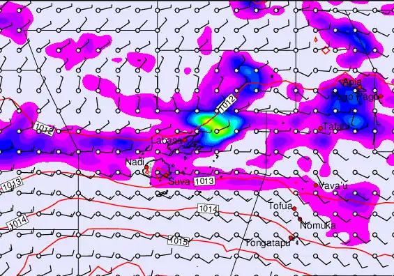 Fiji Islands forecast chart for Saturday, April 18th, 2026 at 12:00 AM