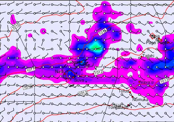 Fiji Islands forecast chart for Saturday, April 18th, 2026 at 6:00 AM
