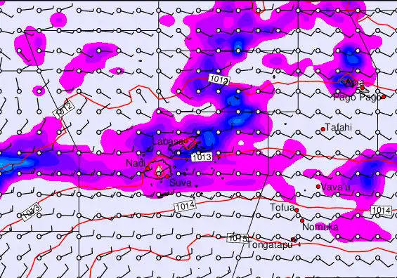 Fiji Islands forecast chart for Saturday, April 18th, 2026 at 12:00 PM