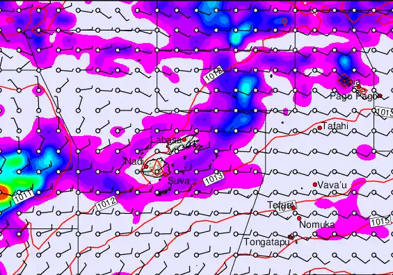Fiji Islands forecast chart for Saturday, April 18th, 2026 at 6:00 PM