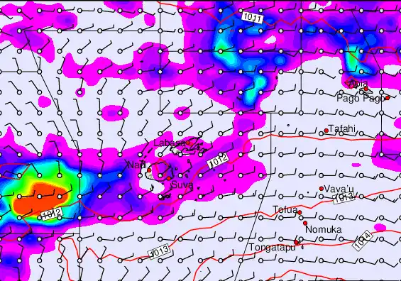 Fiji Islands forecast chart for Sunday, April 19th, 2026 at 12:00 AM