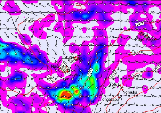 Fiji Islands forecast chart for Sunday, April 19th, 2026 at 6:00 PM