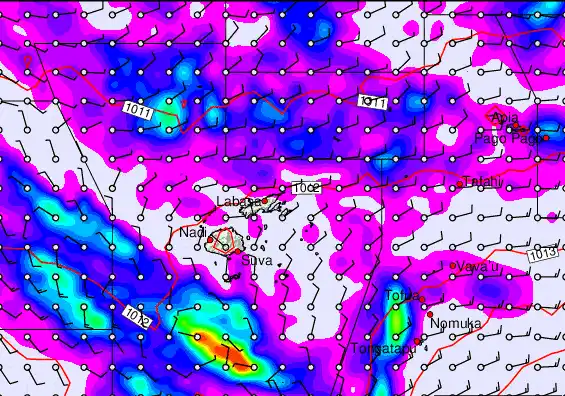 Fiji Islands forecast chart for Tuesday, April 21st, 2026 at 12:00 PM