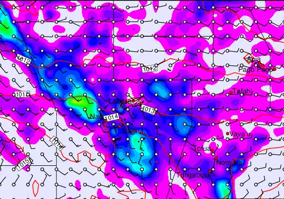 Fiji Islands forecast chart for Wednesday, April 22nd, 2026 at 12:00 PM