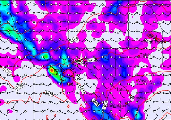 Fiji Islands forecast chart for Wednesday, April 22nd, 2026 at 6:00 PM