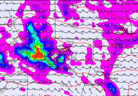 Fiji Islands forecast chart for Thursday, April 23rd, 2026 at 12:00 PM