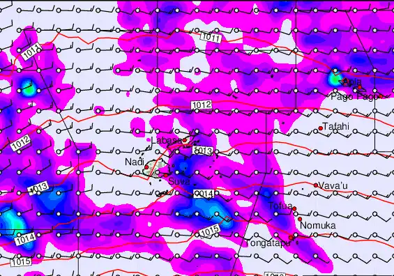Fiji Islands forecast chart for Friday, April 24th, 2026 at 12:00 AM