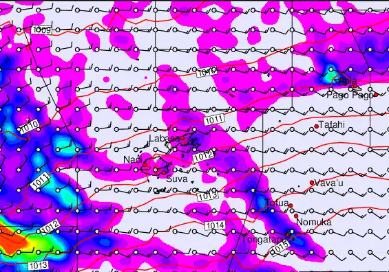Fiji Islands forecast chart for Friday, April 24th, 2026 at 6:00 AM