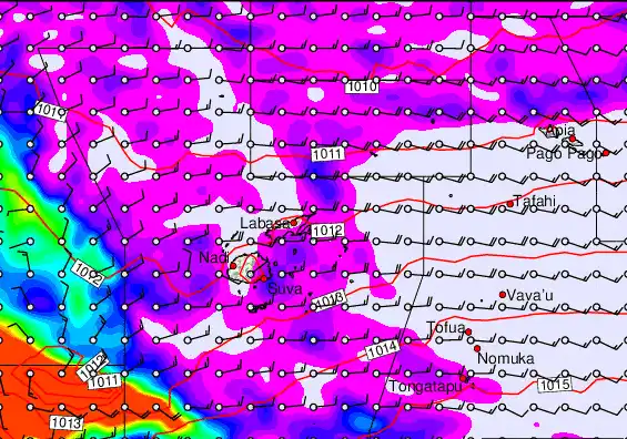 Fiji Islands forecast chart for Friday, April 24th, 2026 at 12:00 PM
