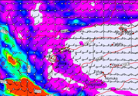 Fiji Islands forecast chart for Friday, April 24th, 2026 at 6:00 PM