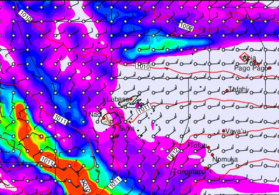 Fiji Islands forecast chart for Saturday, April 25th, 2026 at 12:00 AM