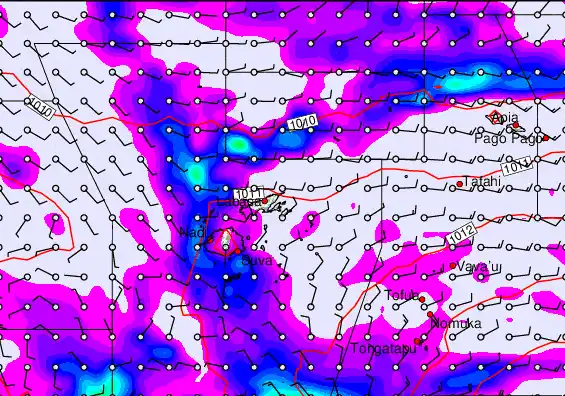 Fiji Islands forecast chart for Saturday, April 25th, 2026 at 12:00 PM