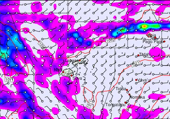 Fiji Islands forecast chart for Sunday, April 26th, 2026 at 12:00 AM