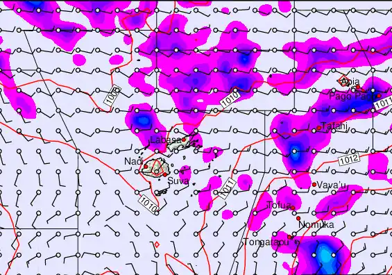 Fiji Islands forecast chart for Sunday, April 26th, 2026 at 6:00 PM