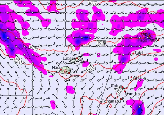 Fiji Islands forecast chart for Monday, April 27th, 2026 at 12:00 AM