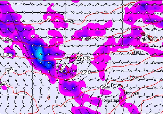 Fiji Islands forecast chart for Monday, April 27th, 2026 at 6:00 AM